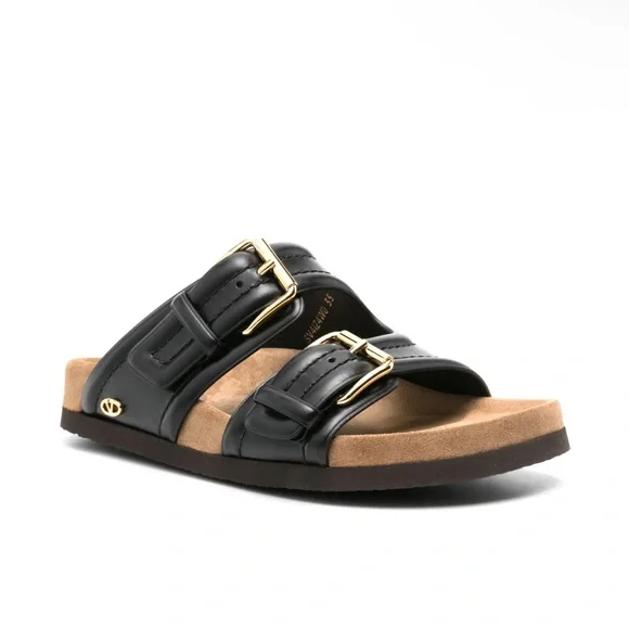 ❗️SOLD❗️Valentino Garavani Fussfriend double-strap leather slides buckle sandals - Picture 2 of 10
